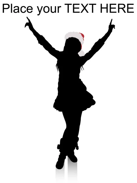 Silhouette of model with christmas hat — Stock Photo, Image