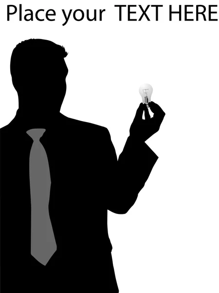 Silhouette of executive holding bulb — Stock Photo, Image