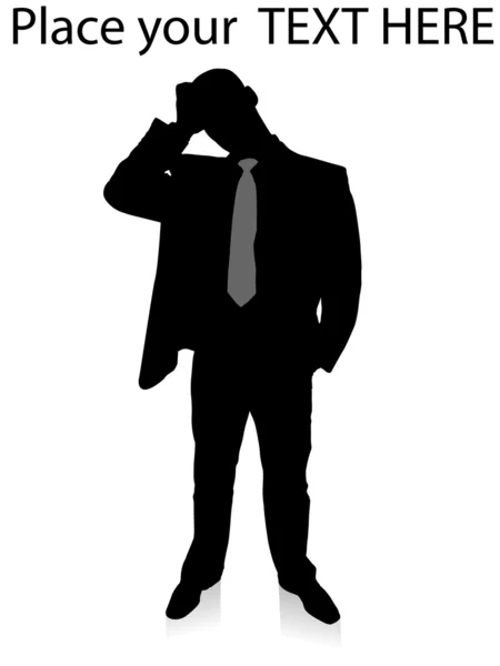 Silhouette of young confused businessman — Stock Photo, Image