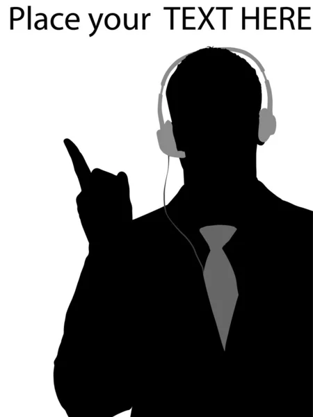 Silhouette of executive using headphones — Stock Photo, Image