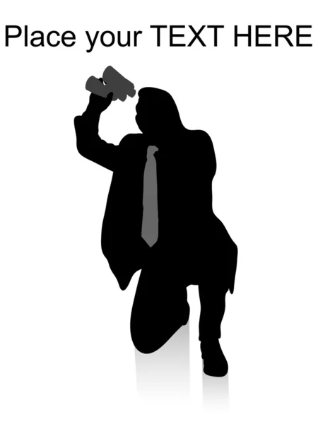 Silhouette d'homme d'affaires avec binoculaire — Photo