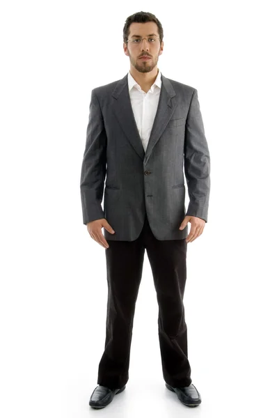 Porträt eines Geschäftsmannes vor laufender Kamera — Stockfoto
