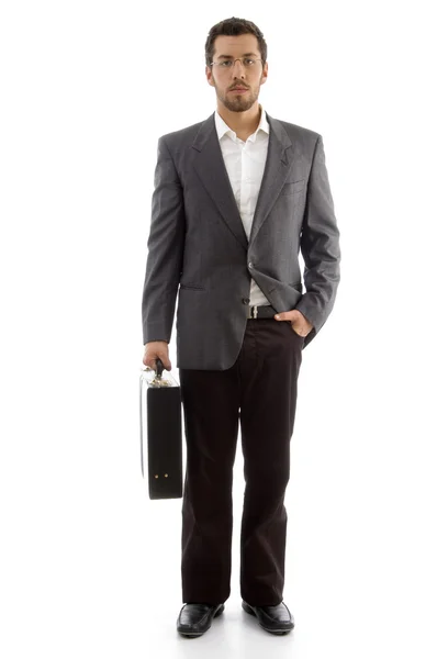 Porträt eines Geschäftsmannes mit Aktentasche — Stockfoto