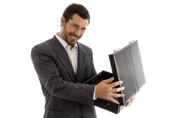 Successful attorney holding his bag — Stock Photo, Image