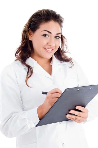 Female doctor giving prescription — Stock Photo, Image