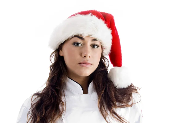 Jovem chef usando chapéu de Natal — Fotografia de Stock