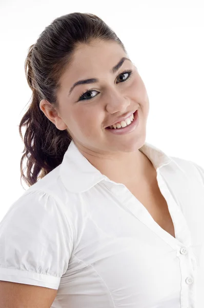 Pretty young caucasian smiling — Stock Photo, Image