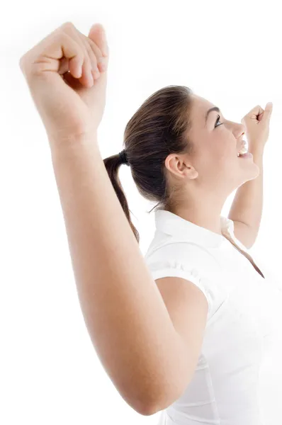 Successful woman with outstretched arms — Stock Photo, Image
