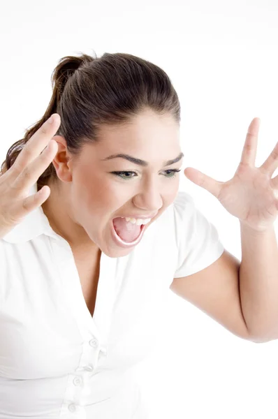 Joven mujer atractiva gritando — Foto de Stock