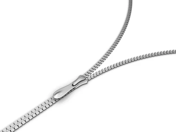 3D silver zipper — Stock Photo, Image