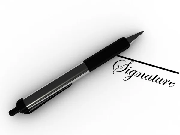 3D penna och signatur-text — Stockfoto