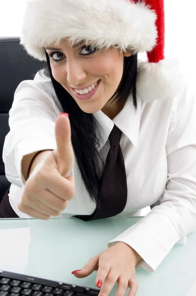 Businesswoman with thumbs up — Stock Photo, Image