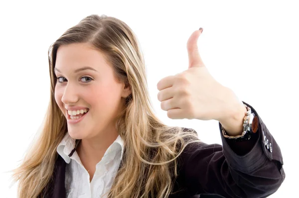Blonde female with thumbs up — Stock Photo, Image