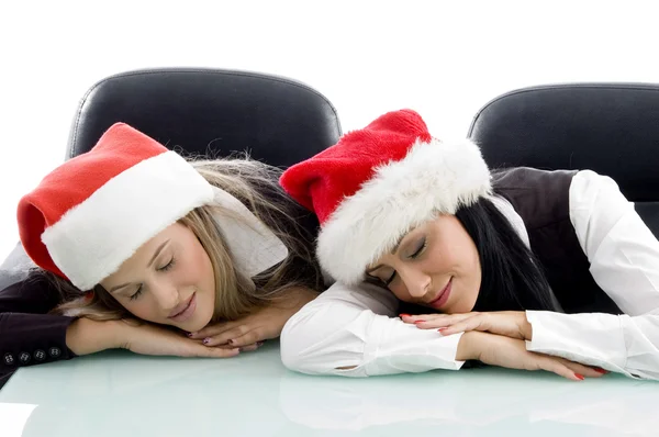 Corporate women taking nap in office — Stock Photo, Image