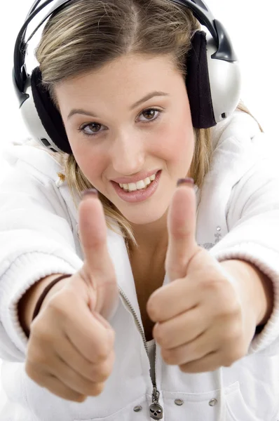 Young female with thumbs up — Stock Photo, Image