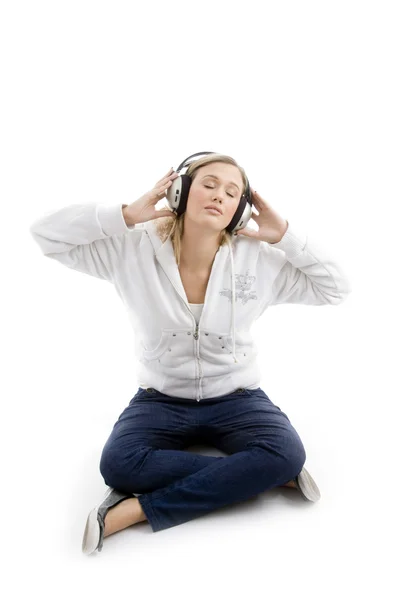 Young model listening music — Stock Photo, Image