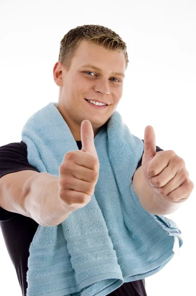 Handsome man showing thumbs up — Stock Photo, Image