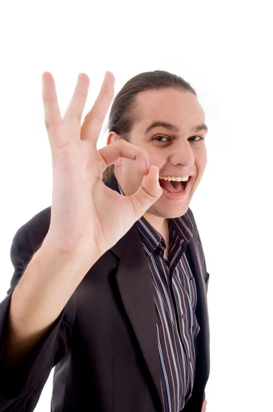 Young entrepreneur with okay sign — Stock Photo, Image