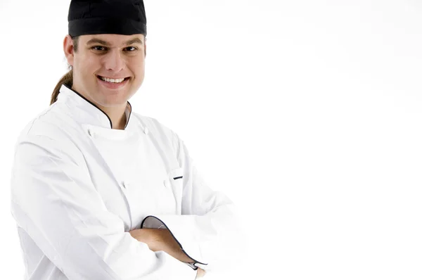 웃는 젊은 남자 요리사 포즈 — 스톡 사진