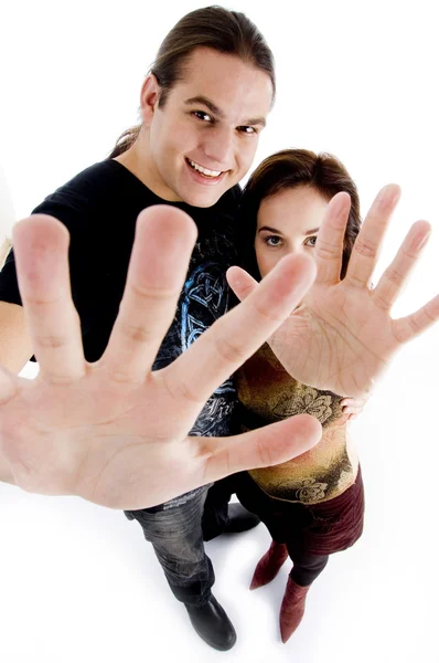 Ungt par visar sina handflator — Stockfoto
