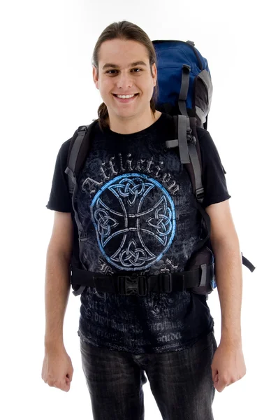 Viajero joven con mochila — Foto de Stock