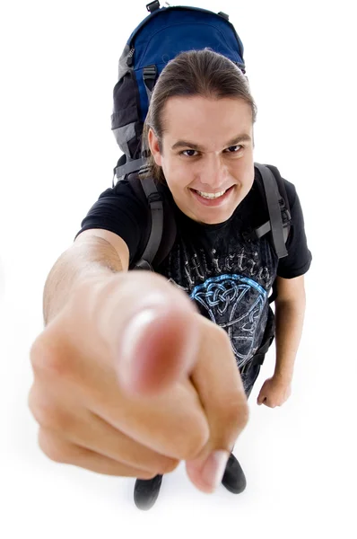 Young traveler with bag pack — Stock Photo, Image