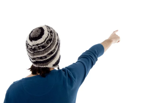 Back pose of young male pointing — Stock Photo, Image