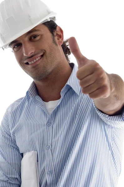 American architect with thumbs up Stock Picture