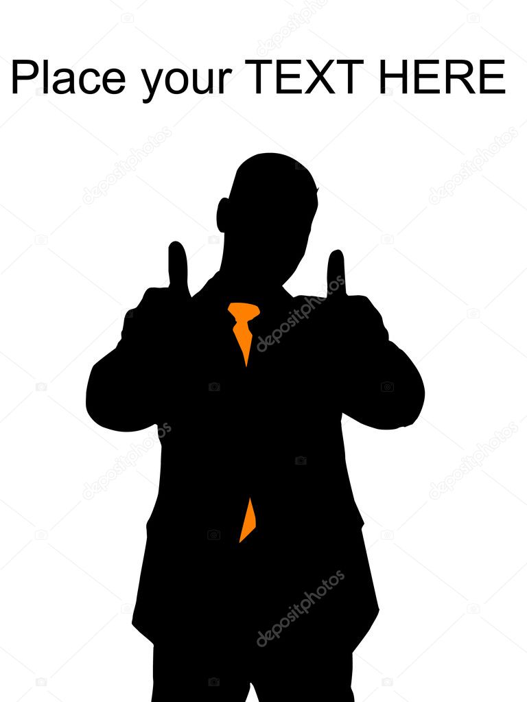Silhouette of businessman with thumbs up