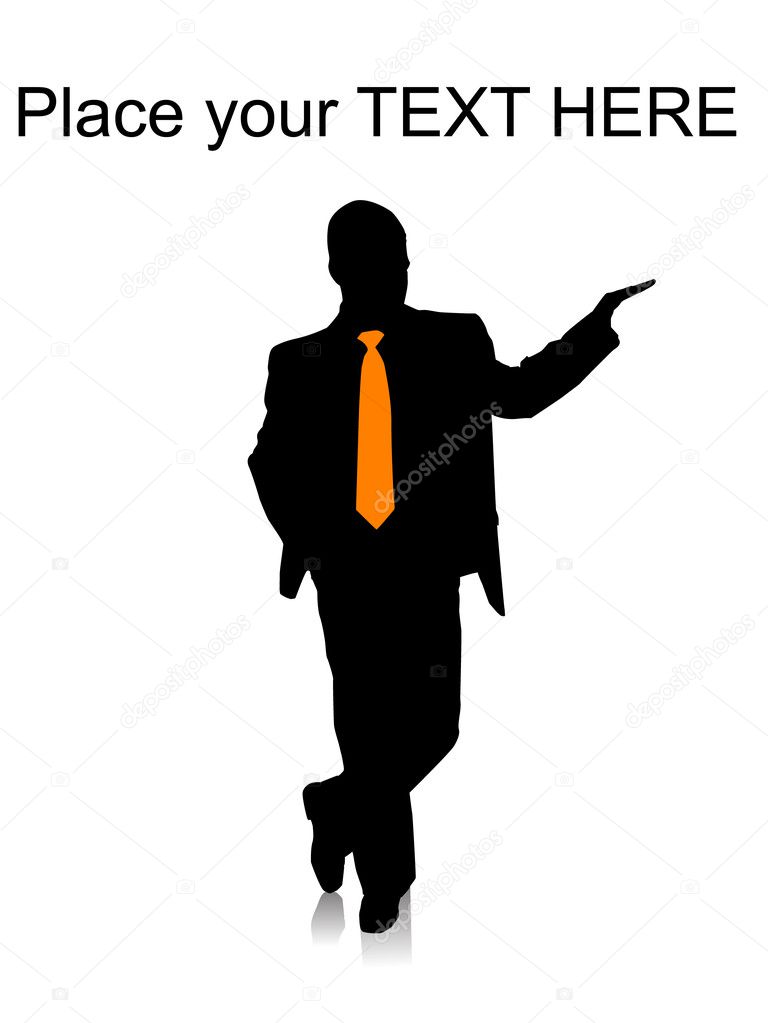 Silhouette of businessman pointing