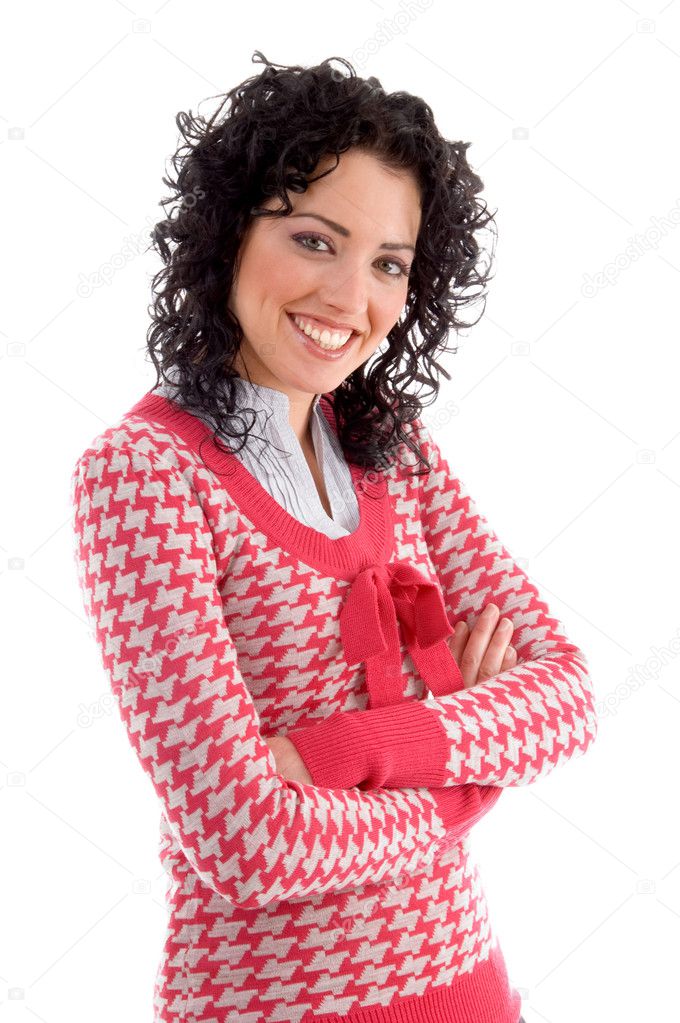 Smiling woman with crossed arms