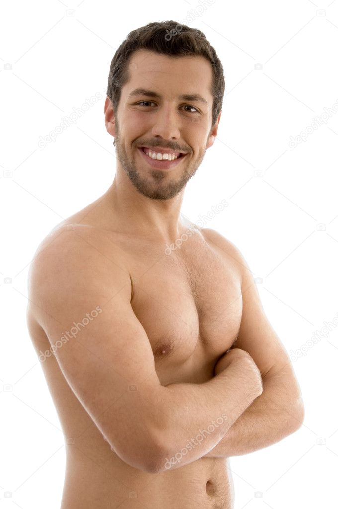 Shirtless male with folded hands