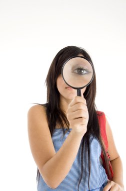 Magnifying eye of young girl clipart