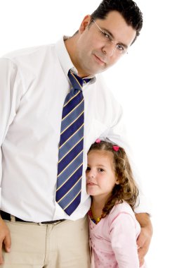 Father and daughter posing together clipart