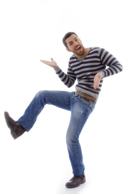 Amused man dancing weirdly clipart