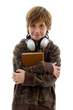 Portrait of school boy with headset clipart