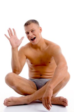 Handsome young underwear model clipart