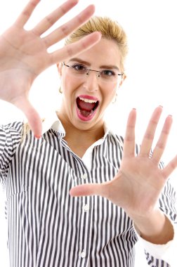 Portarait of shouting businesswoman clipart