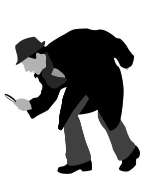 Detective with magnifier clipart