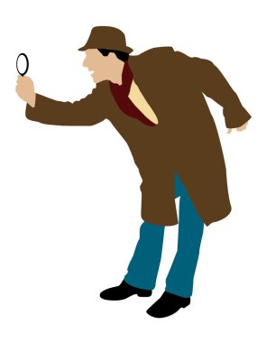Man looking through magnifier clipart