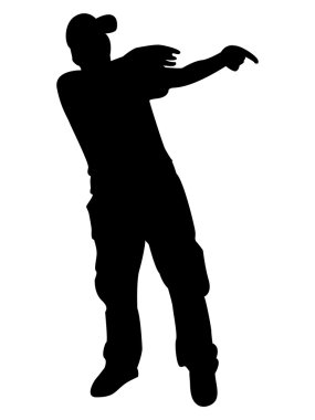 Silhouette of man pointing downwards clipart