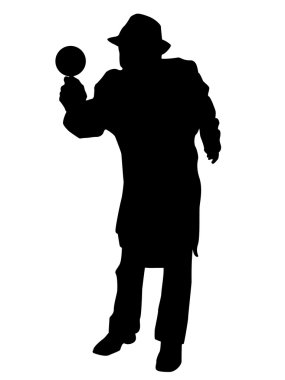 Silhouette of man with magnifier clipart