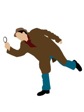 Young detective holding magnifier clipart