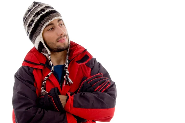 Stilig kille poserar i vinter outfit — Stockfoto