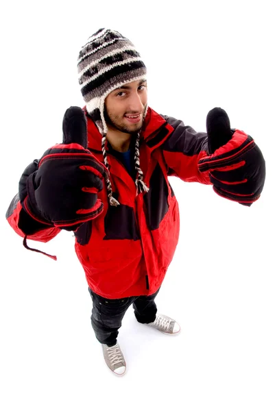 Stilig kille poserar i vinter outfit — Stockfoto
