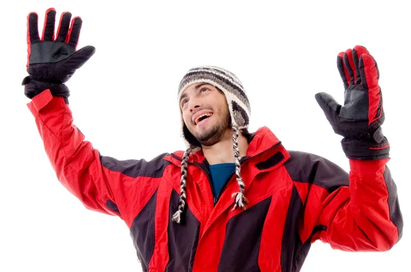 冬の服装で幸せな若い男 — ストック写真