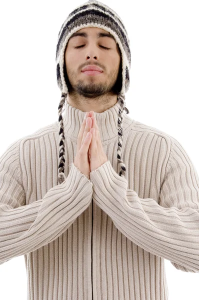 Genç yakışıklı erkek dua — Stok fotoğraf
