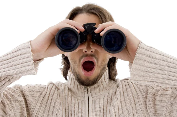 Hombre mirando a través de prismáticos —  Fotos de Stock