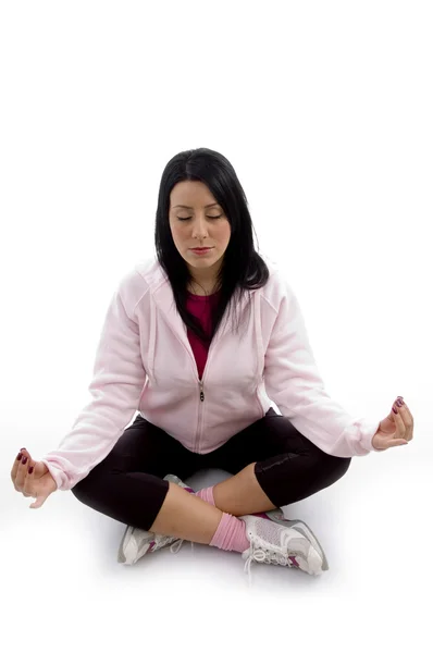 Front view of female in lotus pose — Stock Photo, Image