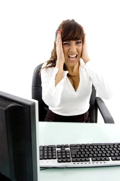 Annoyed businesswoman in office — Stock Photo, Image